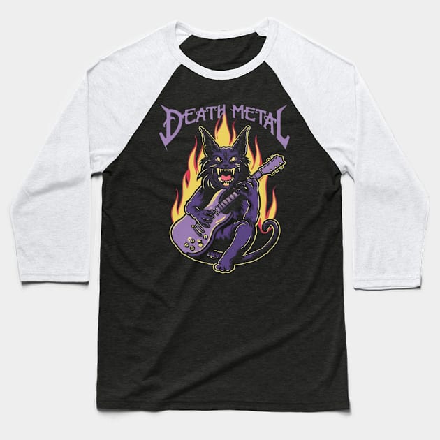 death metal Satanic Baphomet cat Baseball T-Shirt by Aldrvnd